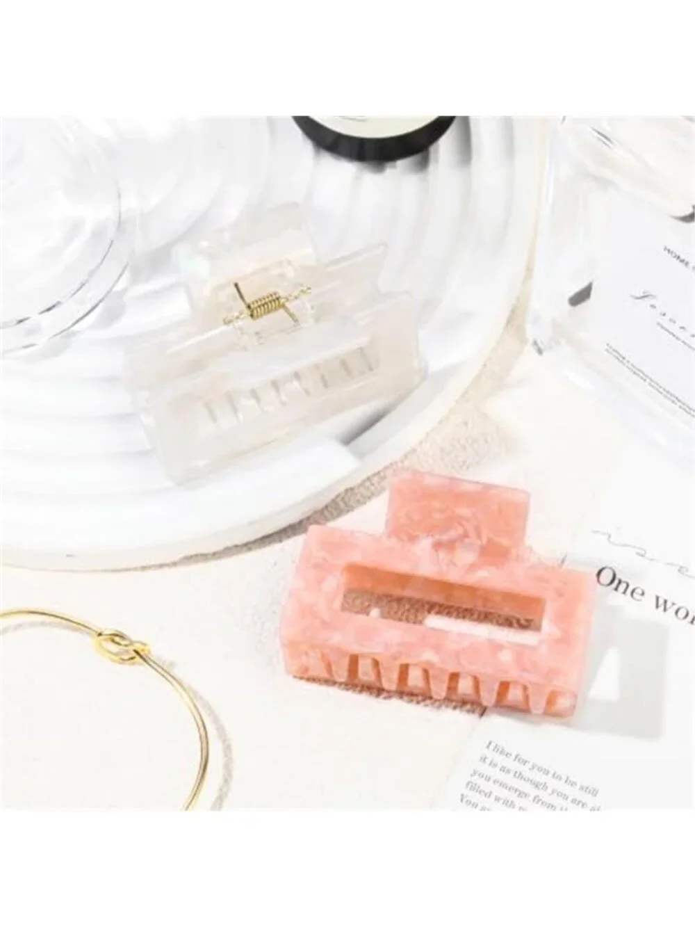 Small Hair Claw Clips Medium Acetate Square Hair Clips Tortoise Shell Cute